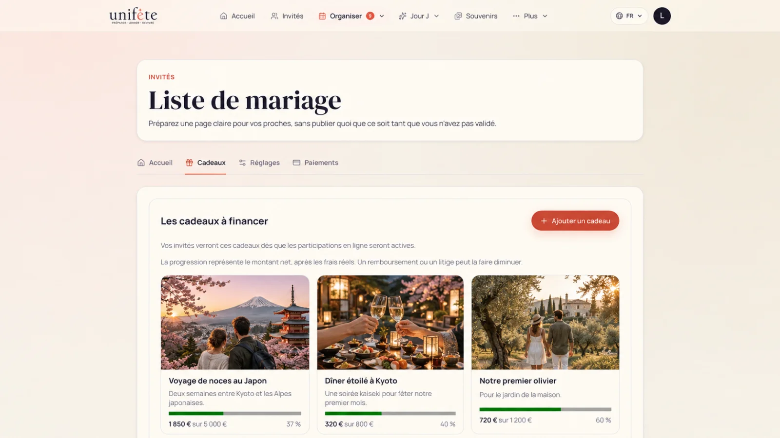 La liste de mariage